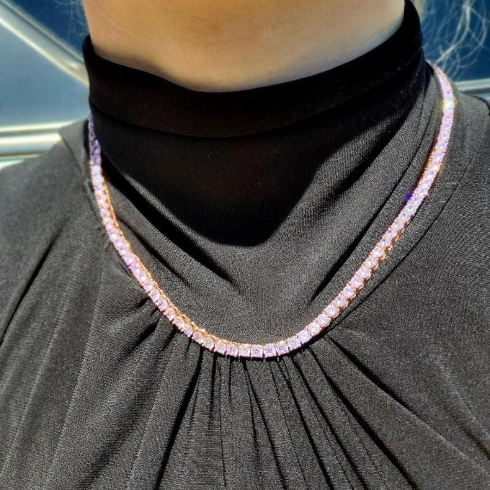 Pink Premium Tennis Necklace - 4mm